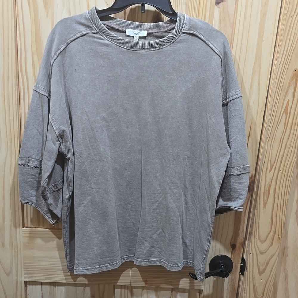 Easel Oversized light washed brown Top